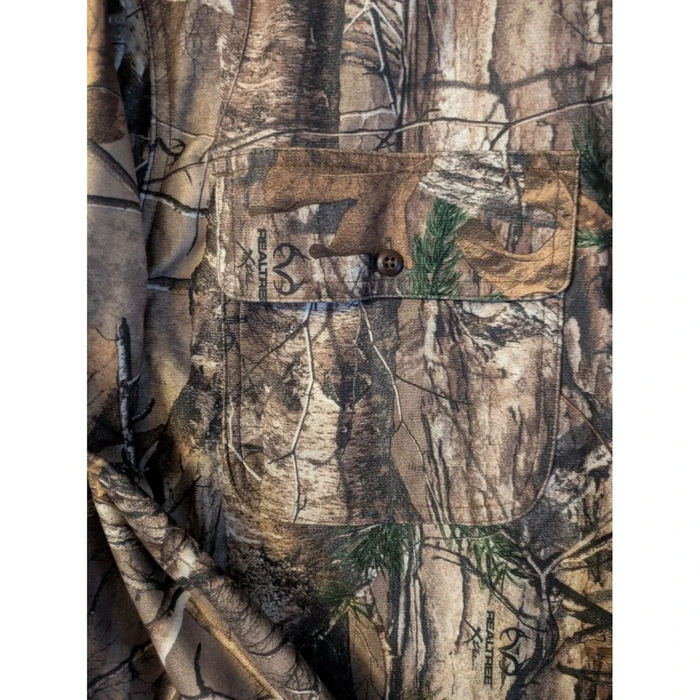 Cabelas Realtree Shirt-Jacket Mens 2XL Camo Button Up Long Sleeve Outdoor